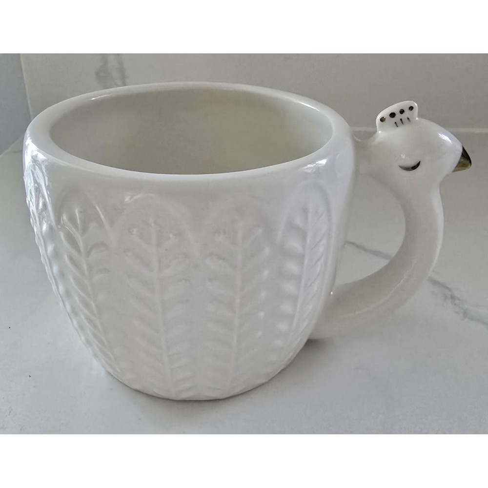Opal House‎ Embossed Stoneware Peacock 3D Handle Coffee Tea Mug